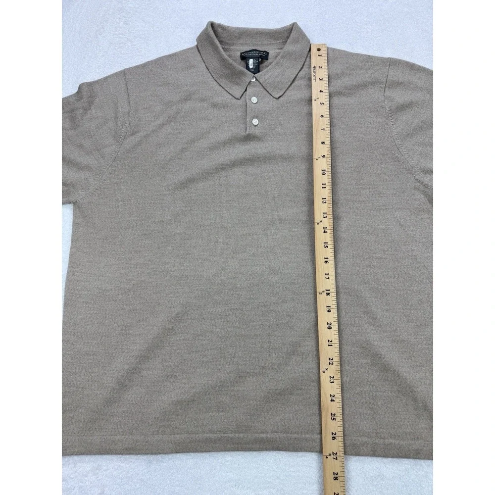 BANANA REPUBLIC Sweater‎ 100% X-Fine ITALIAN Merino Wool Mens 2XL Beige 3 Button